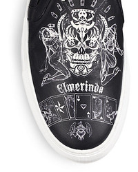 Givenchy Skull Printed Leather Skate Sneakers
