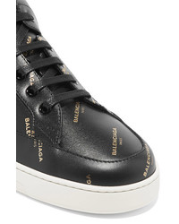 Balenciaga Printed Leather Sneakers Black
