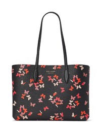 kate spade new york All Day Butterfly Cluster Print Tote In Black Multi At Nordstrom