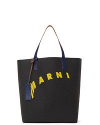 Marni Black And Yellow Distorted Logo Tote