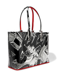 Christian Louboutin Cabata Small Spiked Printed Patent Leather Tote