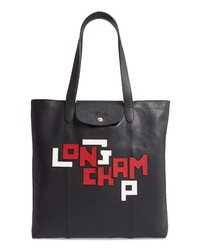 Longchamp Large Le Pliage Logo Leather Tote