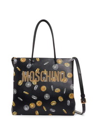 Moschino Logo Coin Print Faux Leather Tote