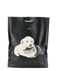 Balenciaga Puppy And Kitten Plastic Bag M Shopper Tote
