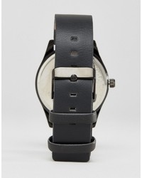 Reclaimed Vintage Snake Print Leather Watch In Black