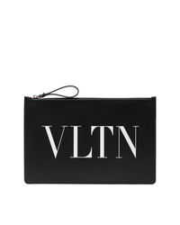 Valentino Black And White Leather Pouch