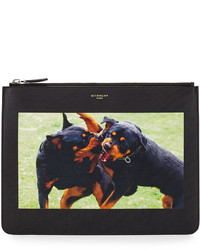 Givenchy Fighting Rottweiler Calf Leather Pouch Black