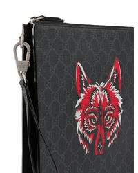 Gucci Gg Supreme Pouch With Wolf