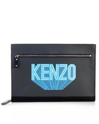 Kenzo Logo Print Leather Pouch