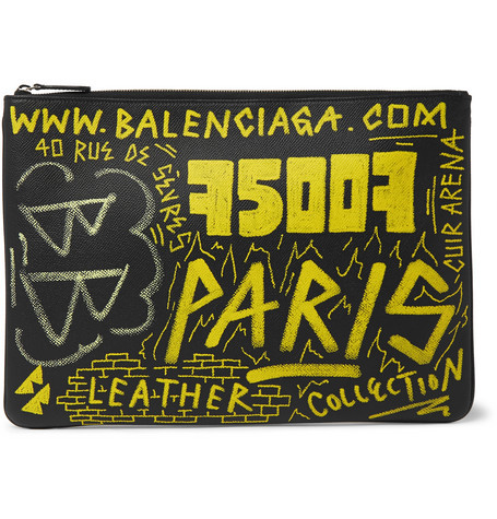 Balenciaga Printed Full Grain Leather Pouch, | MR PORTER | Lookastic