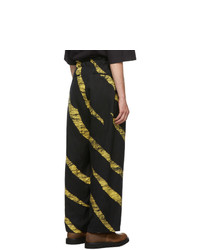 Issey Miyake Men Black And Yellow Wind Print Trousers