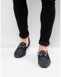 Black Print Loafers