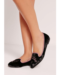 Missguided Good Vibes Graphic Loafer Black