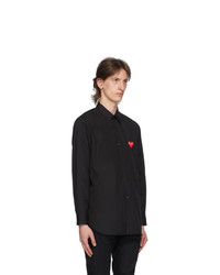 Comme Des Garcons Play Black And Red Heart Patch Shirt