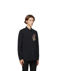 Alexander McQueen Black Organic Cotton Floral Shirt