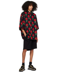 VERSACE JEANS COUTURE Black Roses Shirt