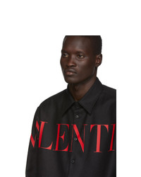 Valentino Black Wool Semi Over Fit Shirt