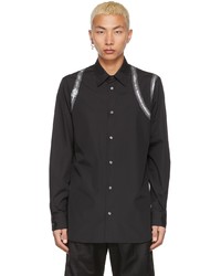 Alexander McQueen Black Zip Harness Print Shirt