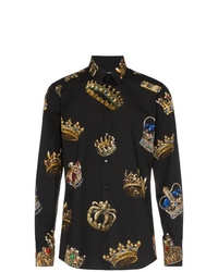 Dolce & Gabbana Crown Print Fitted Shirt