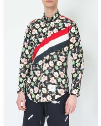 Thom Browne Diagonal Stripe Floral Print Shirt