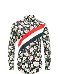 Thom Browne Diagonal Stripe Floral Print Shirt