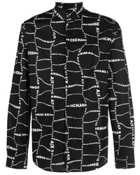 Armani Exchange Distorted Logo Print Shirt