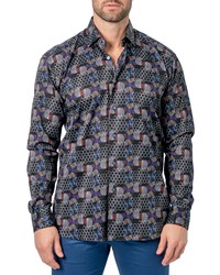 Maceoo Fibonacci Contemporary Fit Beetrip Black Cotton Button Up Shirt At Nordstrom