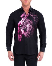 Maceoo Fibonacci Lion Majestic Black Button Up Shirt