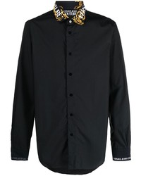 VERSACE JEANS COUTURE Logo Print Collar Cotton Shirt