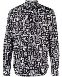 Black Comme Des Garçons Logo Print Long Sleeve Shirt