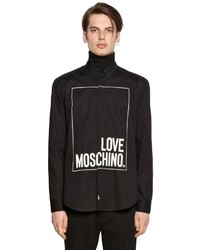 Love Moschino Outlined Logo Print Stretch Cotton Shirt