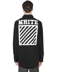 Off-White Stripes Print Cotton Denim Shirt