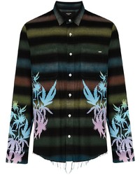 Amiri Rainbow Stripe Leaf Print Shirt