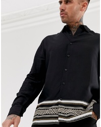 New Look Regular Fit Shirt With Baroque Border Print In Black