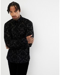 Twisted Tailor Shirt In Mesh With Baroque Flocking