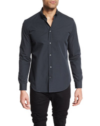 Maison Margiela Textured Print Long Sleeve Sport Shirt Black