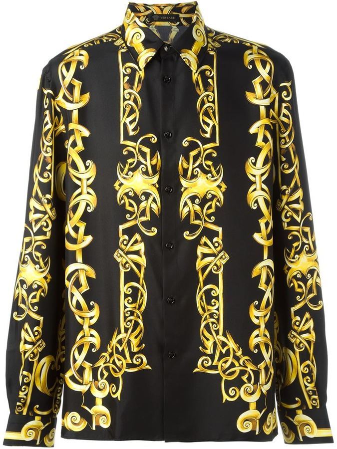 versace baroque print shirt