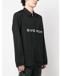 Givenchy Zip Up Logo Print Shirt
