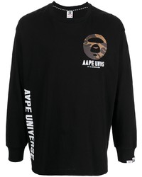 AAPE BY A BATHING APE Aape By A Bathing Ape Logo Print Long Sleeved T Shirt