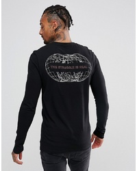 ASOS DESIGN Asos Muscle Fit Long Sleeve T Shirt With Globe Back Print