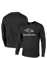 Majestic Threads Baltimore Ravens Lockup Tri Blend Long Sleeve T Shirt
