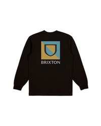 Brixton Beta Split Long Sleeve Logo Graphic Tee In Black At Nordstrom