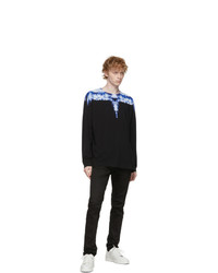 Marcelo Burlon County of Milan Black And Blue Wings Long Sleeve T Shirt