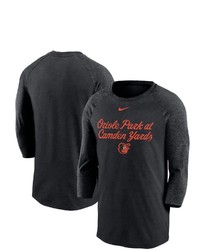 Nike Black Baltimore Orioles Local Phrase Tri Blend 34 Sleeve Raglan T Shirt
