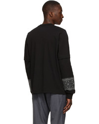 Sacai Black Cotton Embroidery Long Sleeve T Shirt