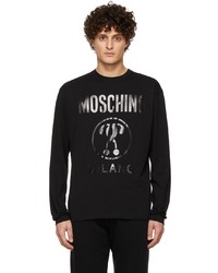 Moschino Black Double Question Mark Long Sleeve T Shirt