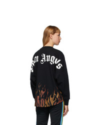 Palm Angels Black Flames Logo Long Sleeve T Shirt