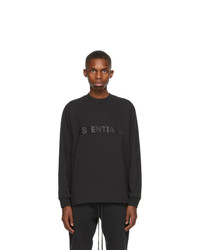 Essentials Black Logo Long Sleeve T Shirt