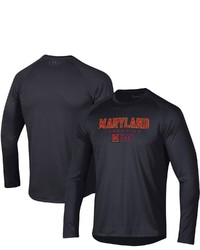 Under Armour Black Maryland Terrapins Lockup Tech Raglan Long Sleeve T Shirt