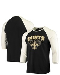Junk Food Black New Orleans Saints Colorblock Raglan 34 Sleeve T Shirt